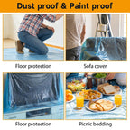 8 Rolls 22" x 66' Painters Plastic Sheeting, Pre-Taped Masking Film, Tape and Drape Drop Cloth for Painting