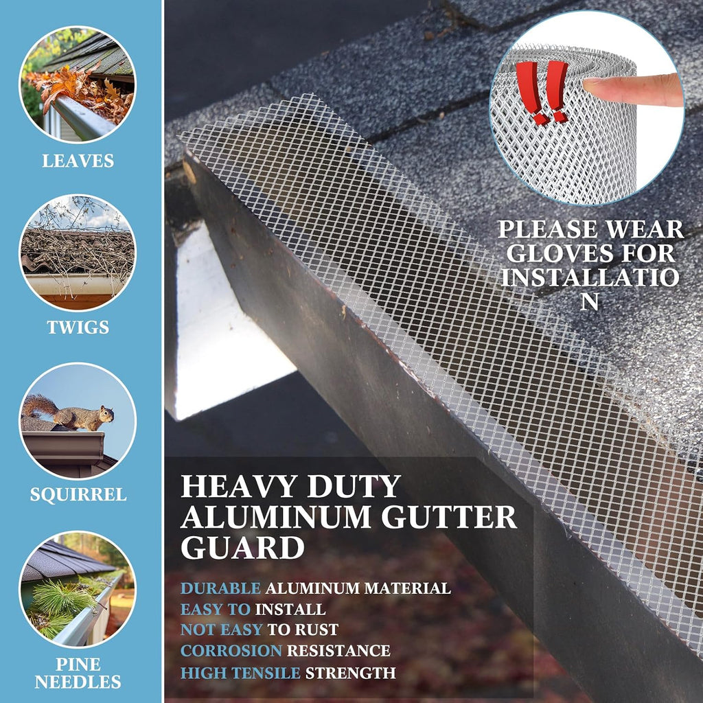 5 Inch X 60 Feet Gutter Guard Aluminum Mesh Roll Silver