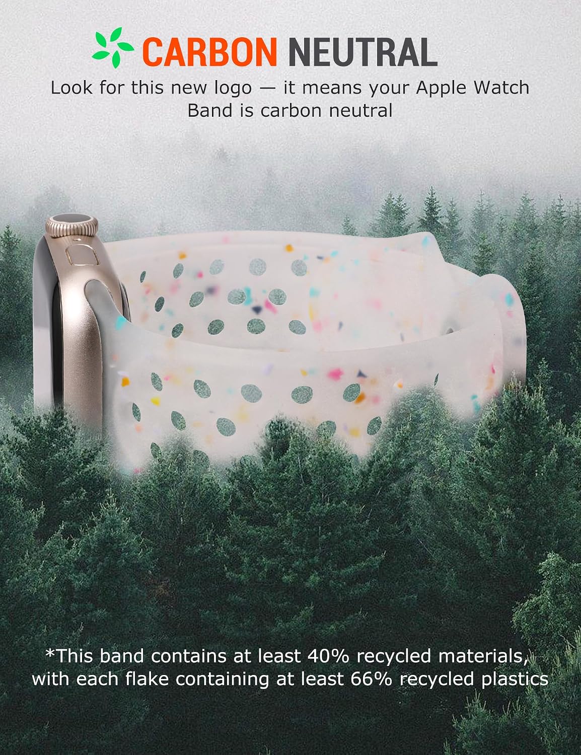 Sport Bands Compatible with Apple Watch Band 38/40/41/42/44/45/46/49mm for Women Men, Recycled Plastic Soft