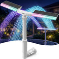 Solar Pool Fountain with Lights, Dual-Head Adjustable Spray & Timer, Remote Control, Auto Dusk Sensor, 10-Color LED