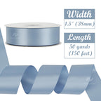 1.5 inch Dusty Blue Double Faced Satin Ribbon Continuous 50 Yds