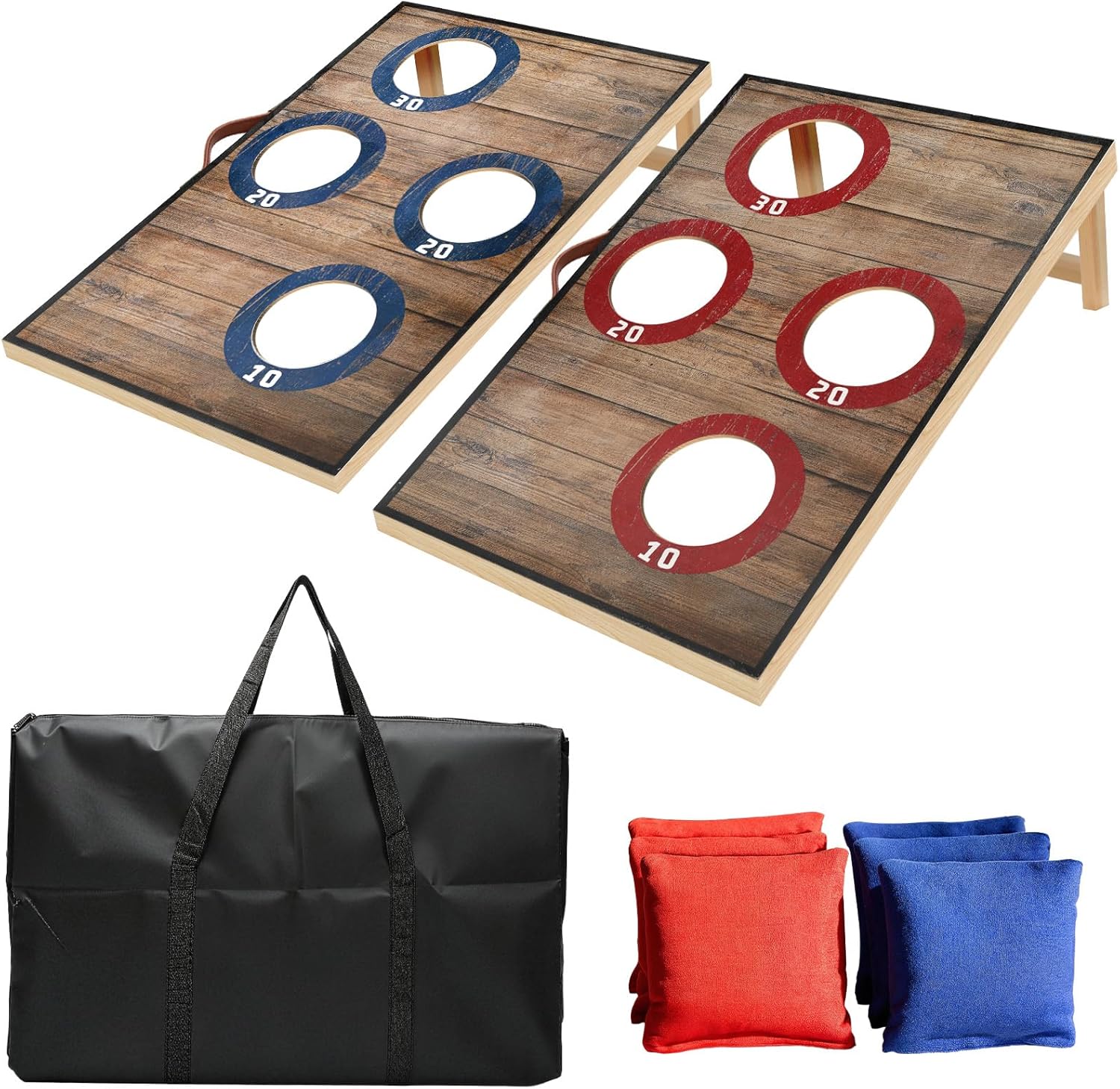 Corn Hole Toss Game for Adults 24x16 Inch Set - Portable Cornhole Board Set with Scoring Target Area, Bean Bags &