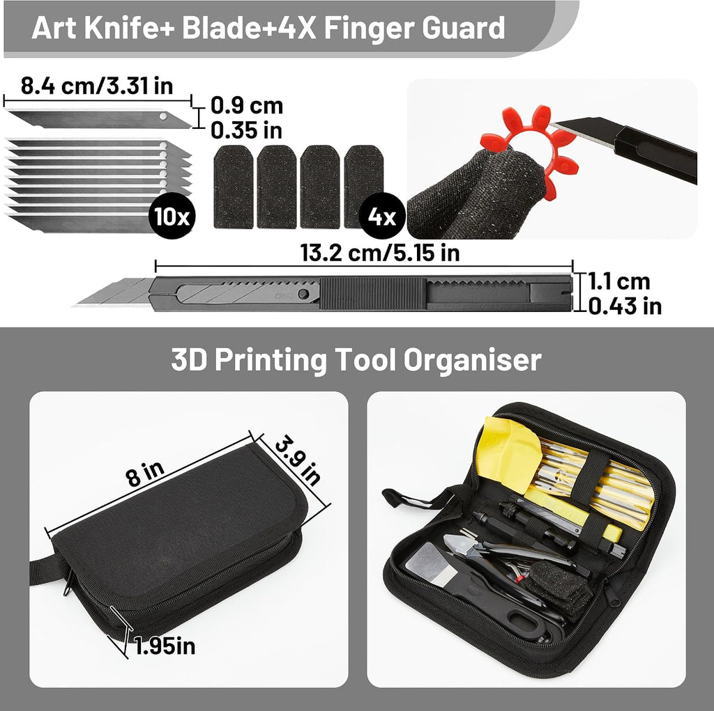 3D Printer Tools Kit Essential, Basic Tool Kit Accessories, 3D Printer Deburring Tool with Wire Cutter, Scraper