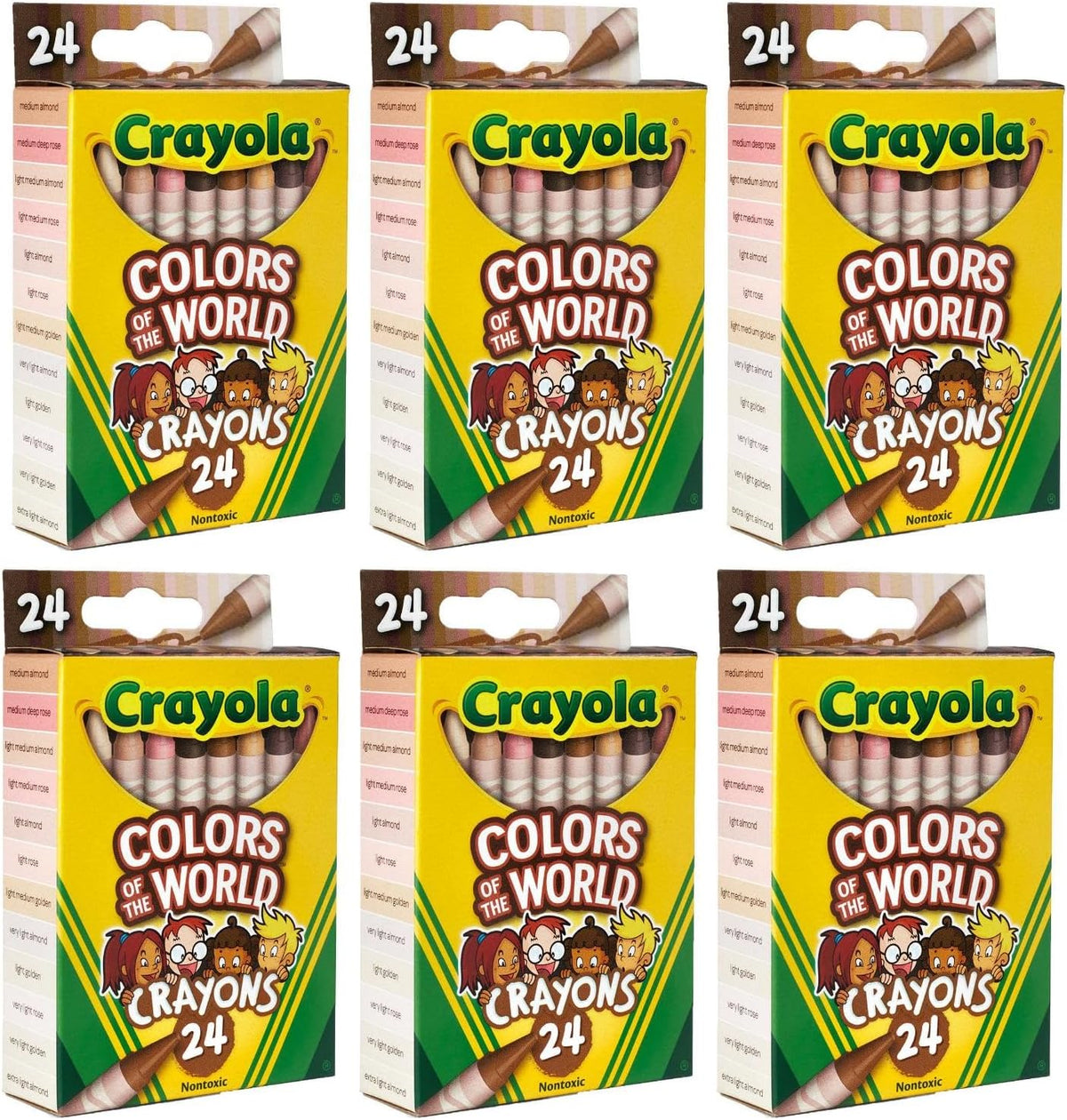 Colors of The World 6pk, Skin Color Bulk Crayon Set for Classroom