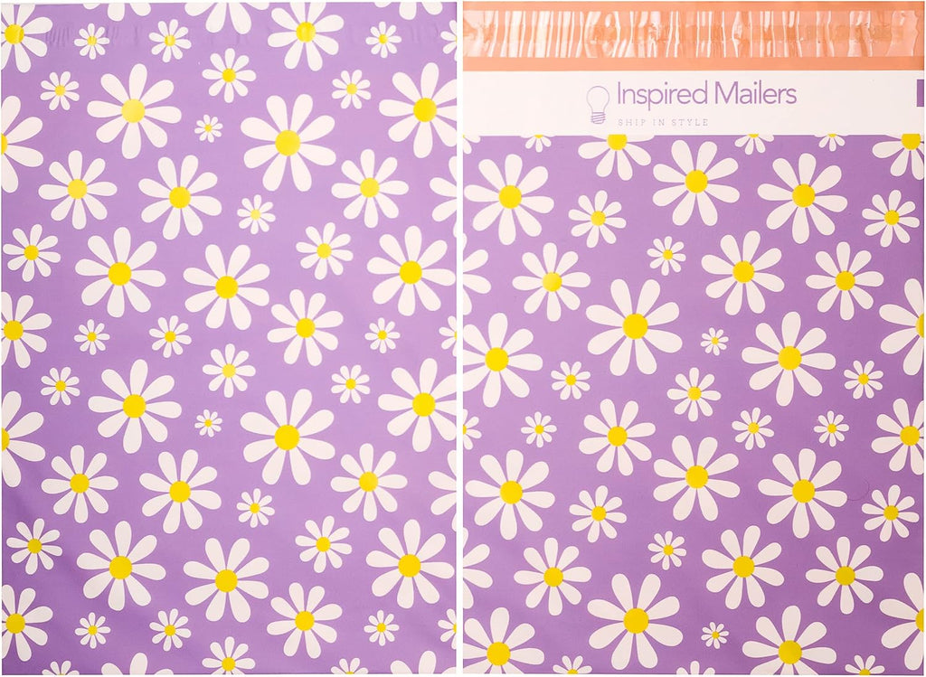 100 Poly Mailers 10x13 - Purple Daisies - Shipping Bags