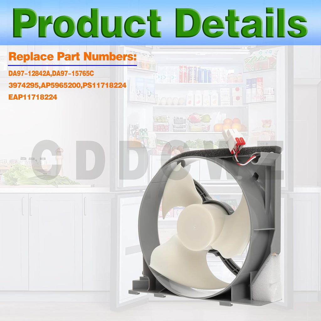 DA97-15765A DA31-00340A Refrigerator Condenser Fan Motor Assembly by CDDCWZ, Compatible with Samsung DA97-12842A DA97-12842D DA97-15765C RMF002ASSA