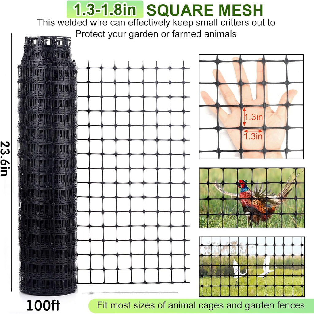 2 Rolls 2'x100' Plastic Mesh Fence for Garden