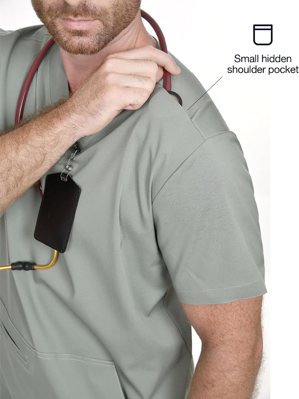 CINQO Men Scrub Set V-Neck Scrub Top & Bottom 4-Way Stretch, Breathable, Modern Fit Medical Work