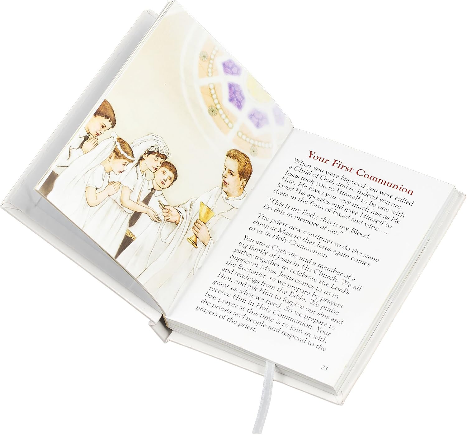 5-Piece My First Communion Gift Set for Girls – White & Gold Book and Accessory Bundle, Religious Keepsake