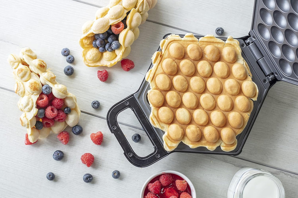 Bubble Waffle Maker- Electric Non-Stick Hong Kong Egg Waffler Iron Griddle | Ready Indicator Light, Done in under 5