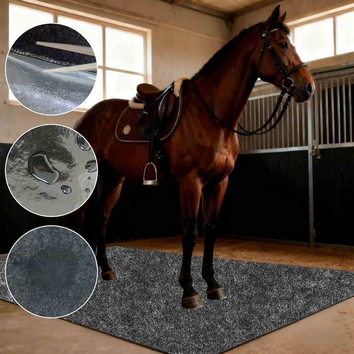 4x6 Ft Horse Stall Mat, Thick Stable Mat, Absorbent Lightweight Washable Floor Mat for Keeps Stable Barns Kennels
