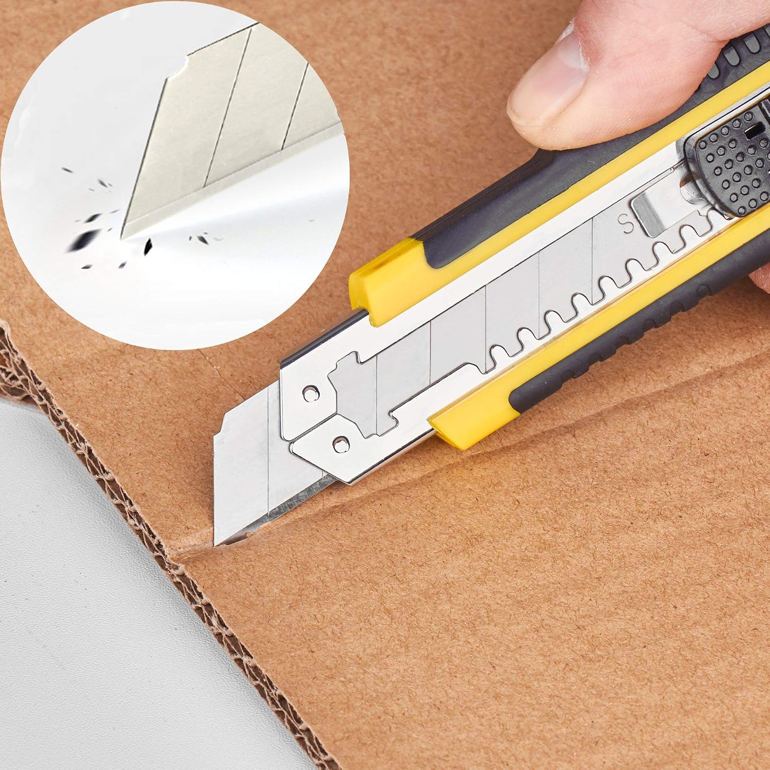 Utility Knife, Box Cutter Retractable,3 Pcs Blades Inside, 3-Pack | 3-pack retractable utility knife, 18mm SK5