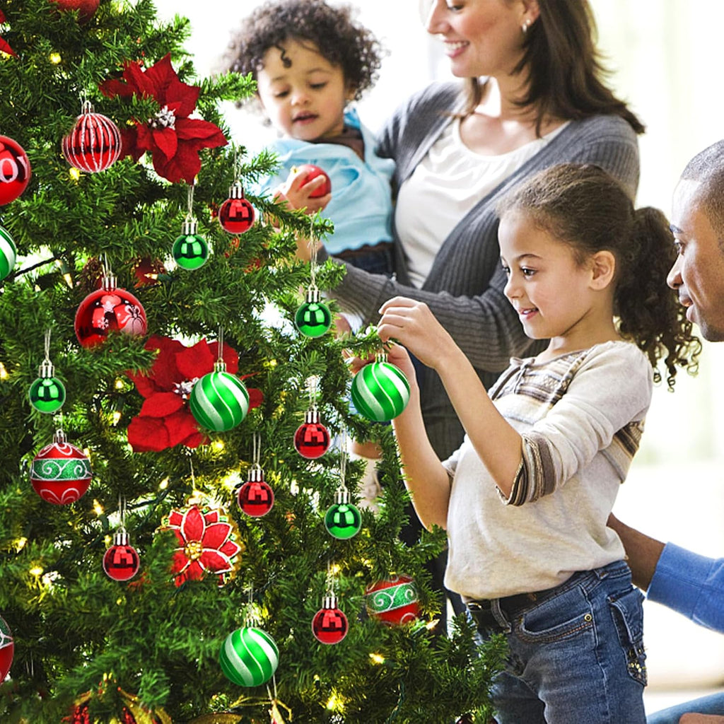 Christmas Ornaments Set-44 Pcs Shatterproof Christmas Balls Set with Hanging Rope for Xmas Tree Decor Holiday Wedding