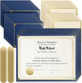 300 Pcs Linen Certificate Holders Kit 100 Gold Foil Certificate Paper 100 Single Sided Linen Diploma Holders 8.5'' x