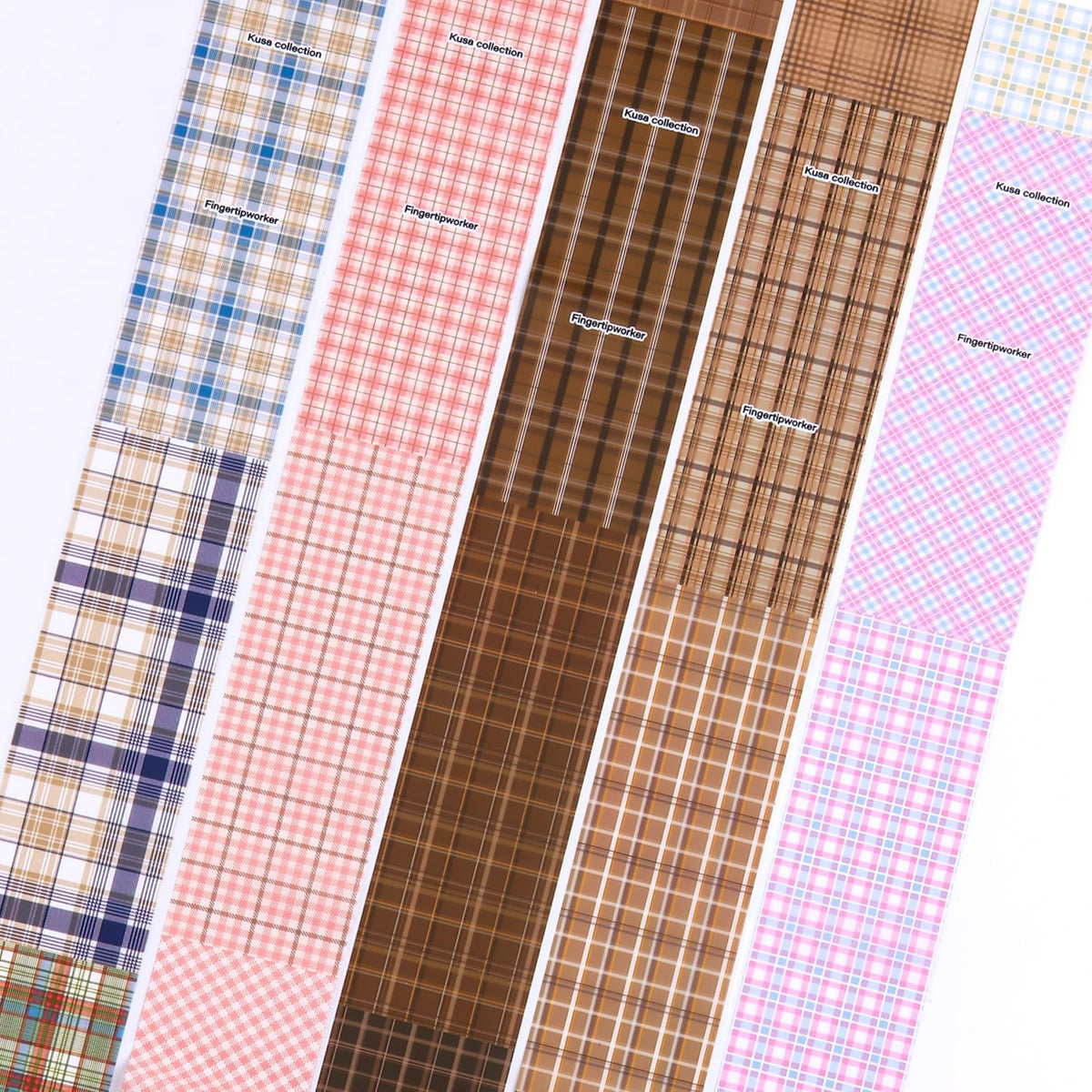 10 Rolls Plaid Nail Art Foil Transfer Sticker Colorful Checkered Pattern