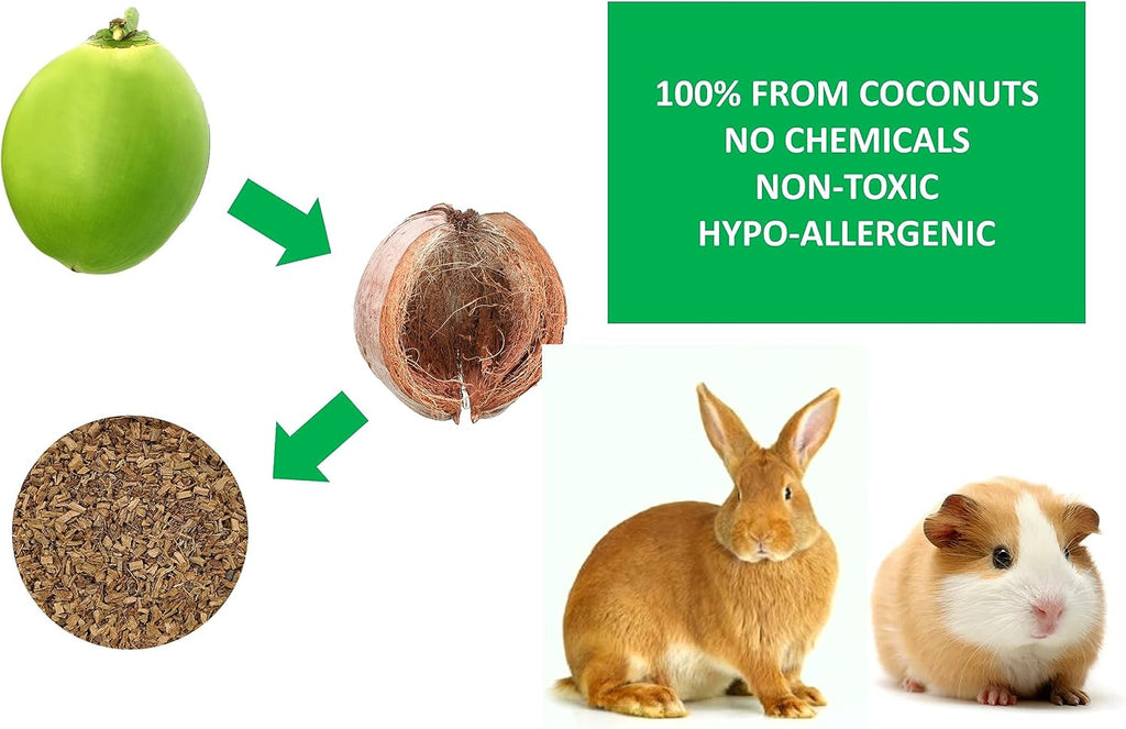 Small Animal Bedding – 20 L –– Coco Chip Fiber Bedding Substrate for Guinea Pig, Hamster, Rabbit, Bunny Litter