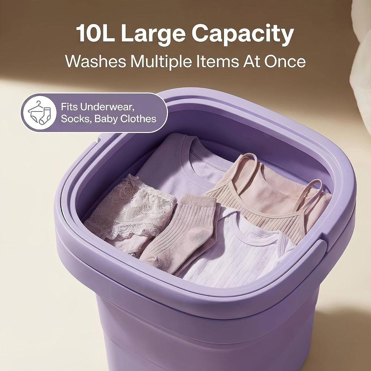 Portable Washing Machine, Mini Washer and Spin-Dryer With Folding Hanger, Compact Laundry Machine of Underwear, Baby