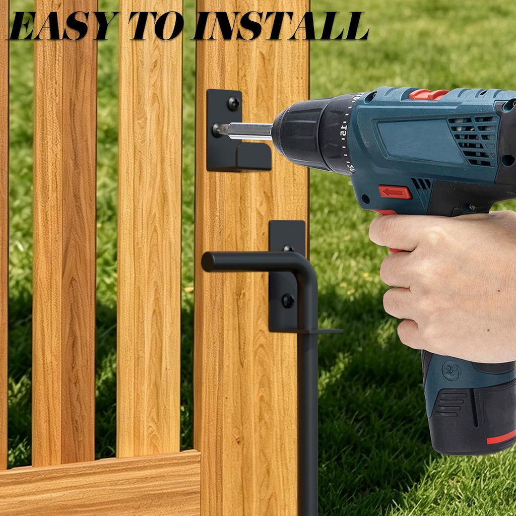 Heavy Duty Cane Bolt Gate Drop Rod, 12" Black Gate Latches Hardware for Wood Fence/Metal/Vinyl/Double Gates, Outdoor