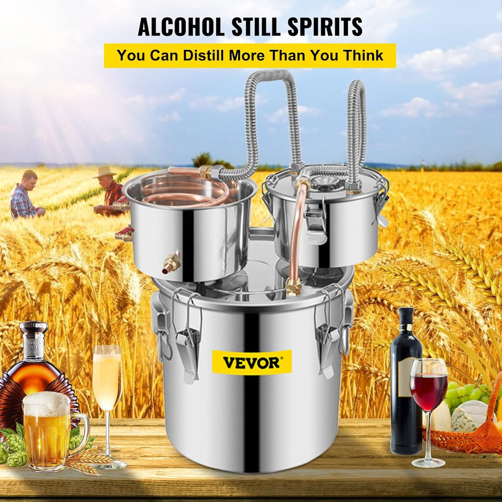 Alcohol Still 8GAL/30L, Alcohol Distiller with Thumper Keg, Distillery Kit for Alcohol with Copper Tube & Build-in