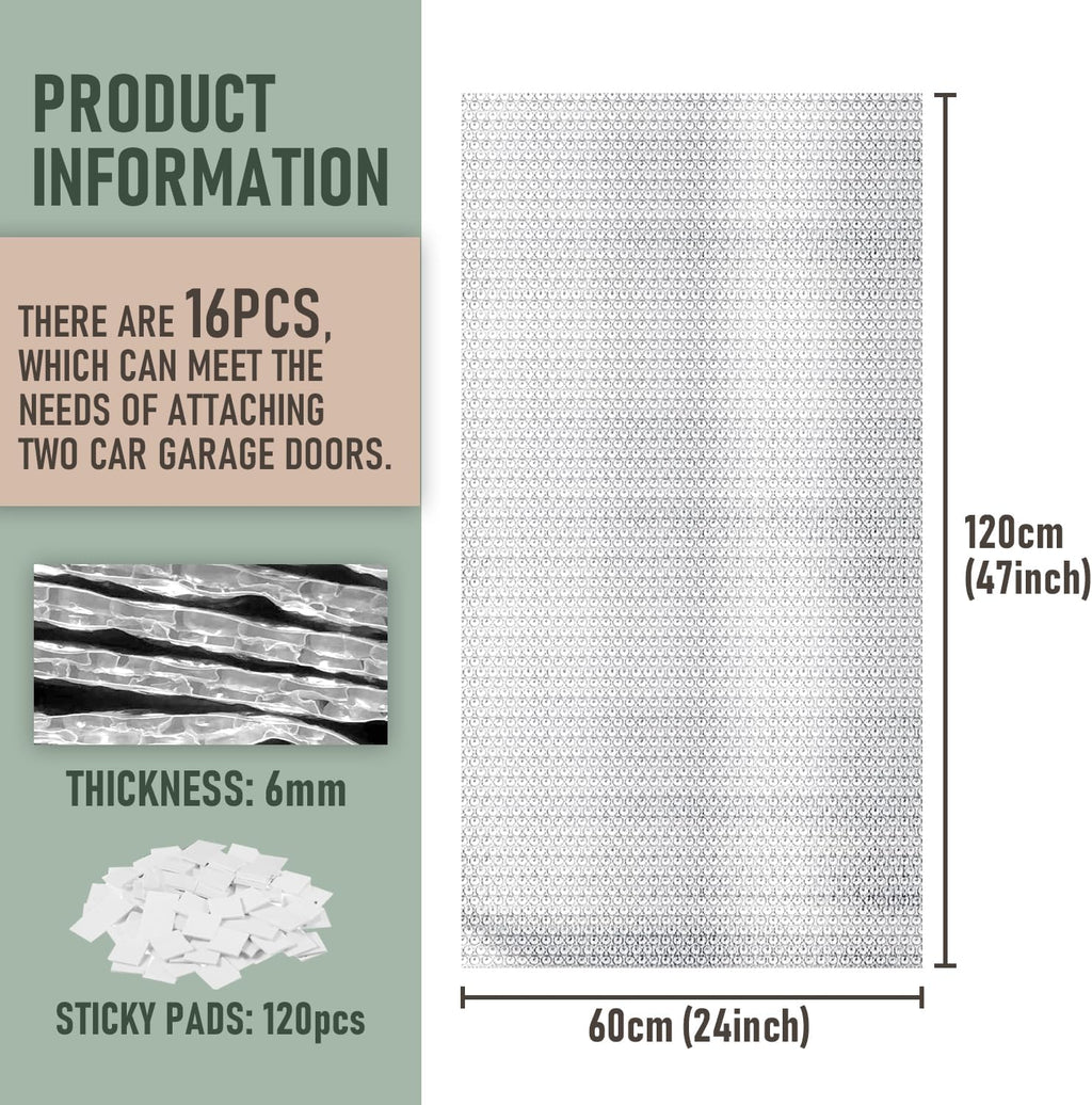 16p 24"x47" Garage Door Insulation Kit, 6mm Double Bubble Reflective Foil