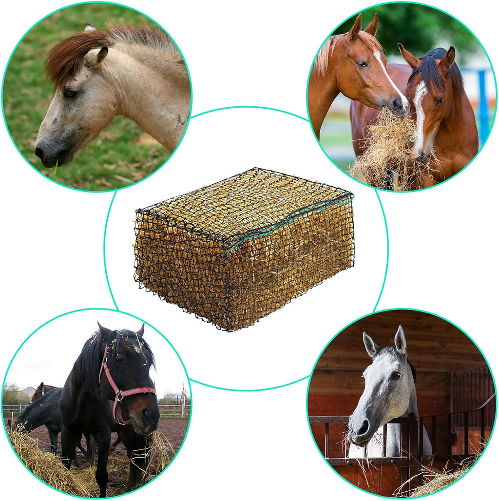 2 Pcs 47 x 20 x 20 Inch Large Square Bale Hay Net Horse