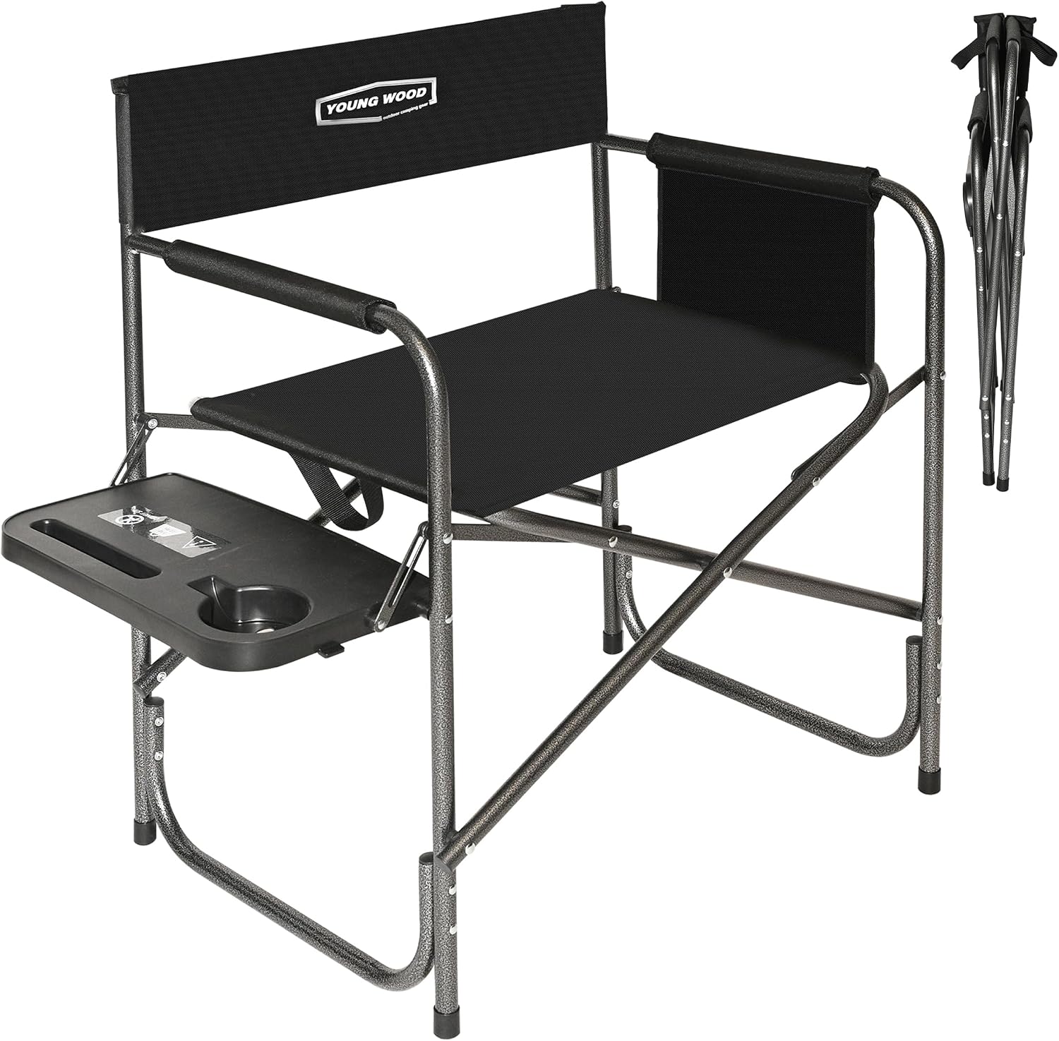 Camping Directors Chair, Lightweight Oversized Portable Folding Chair with Side Table and Storage Pockets for Outdoor