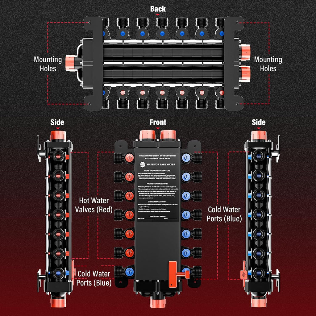14-Port PEX Manifold Compatible with Viega ManaBloc 50143