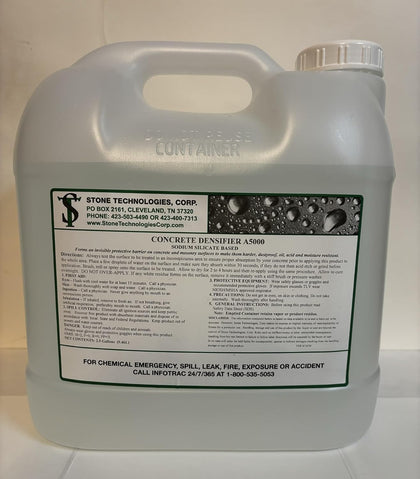 Concrete Densifier A5000 Sodium Silicate Hardener, Ready to Use, 2.5 Gallons