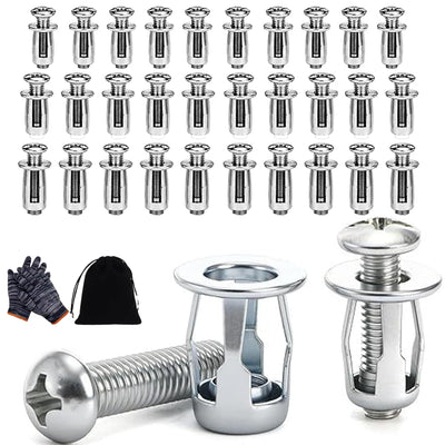 New Button Rivet Locking Nut Assortment M4 M5 M6 Zinc Plated Steel，30pcs