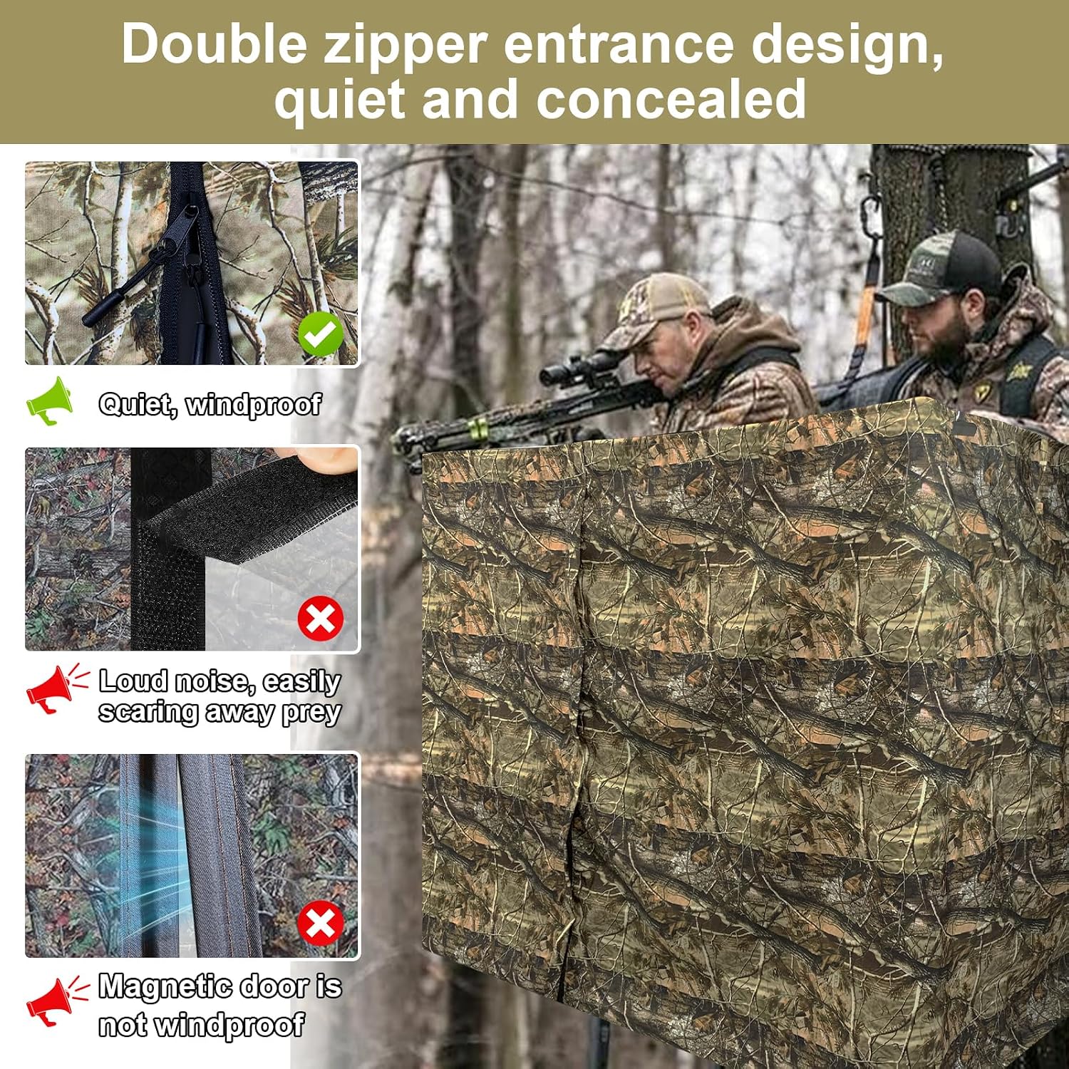 Tree Stand Blind Kit For Deer Hunting 138'' X 35.4'' Universal 2 Man | Silent Tree Stand Skirt Camo Treestand Blind