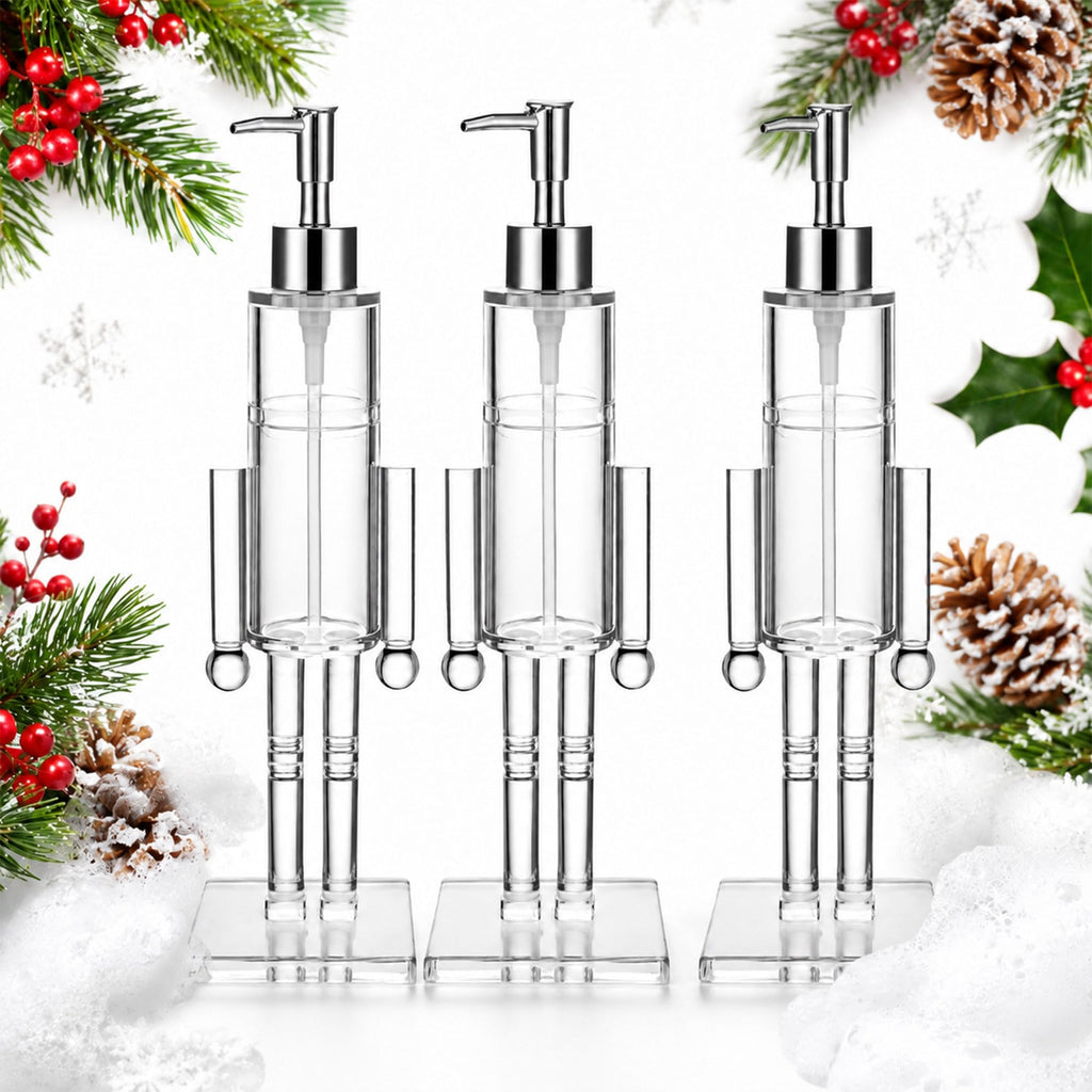 Nutcracker Soap Dispenser Clear, Acrylic Christmas Soap Dispenser (3Pcs)