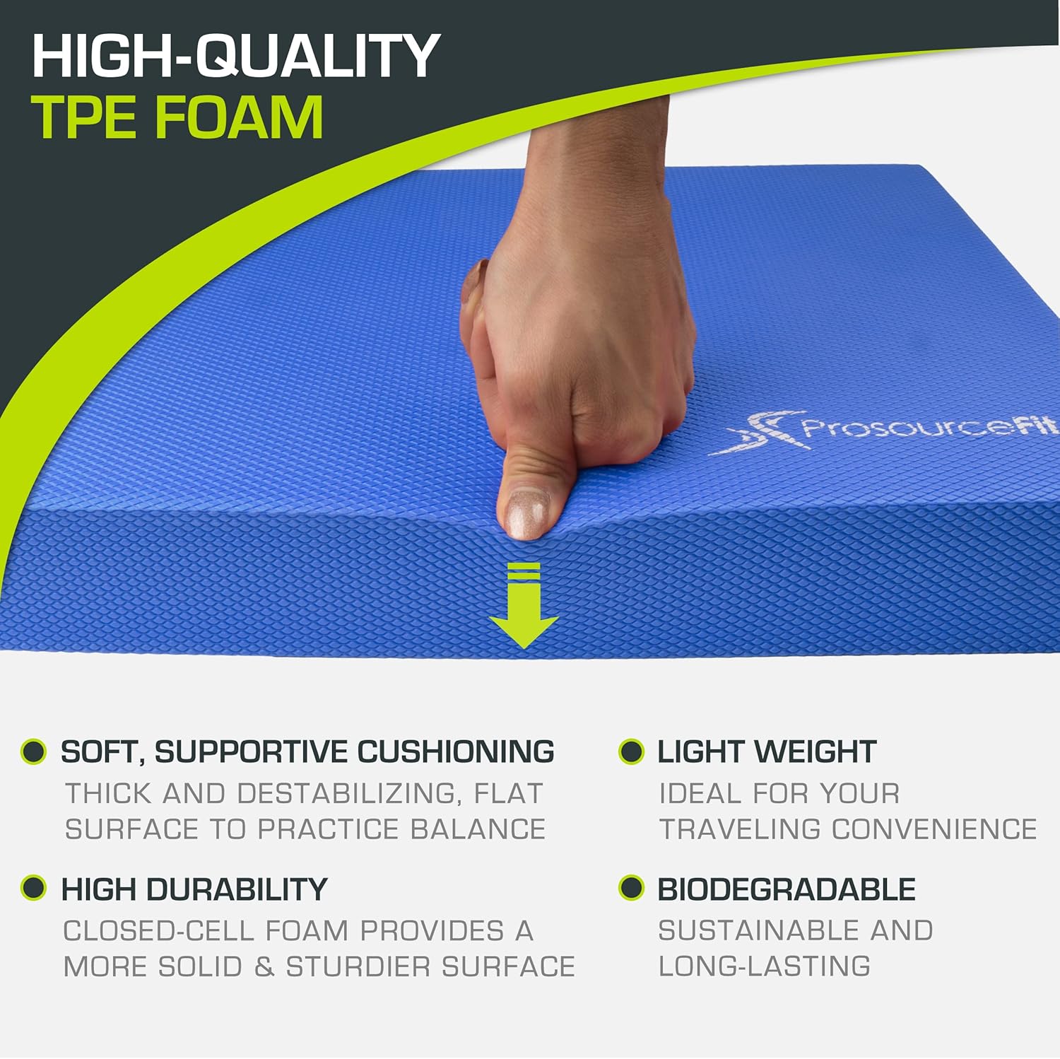 Exercise Balance Pad, Non-Slip Cushioned Foam Mat & Knee Pad for Fitness and Stability Training, Yoga, Physical Therapy