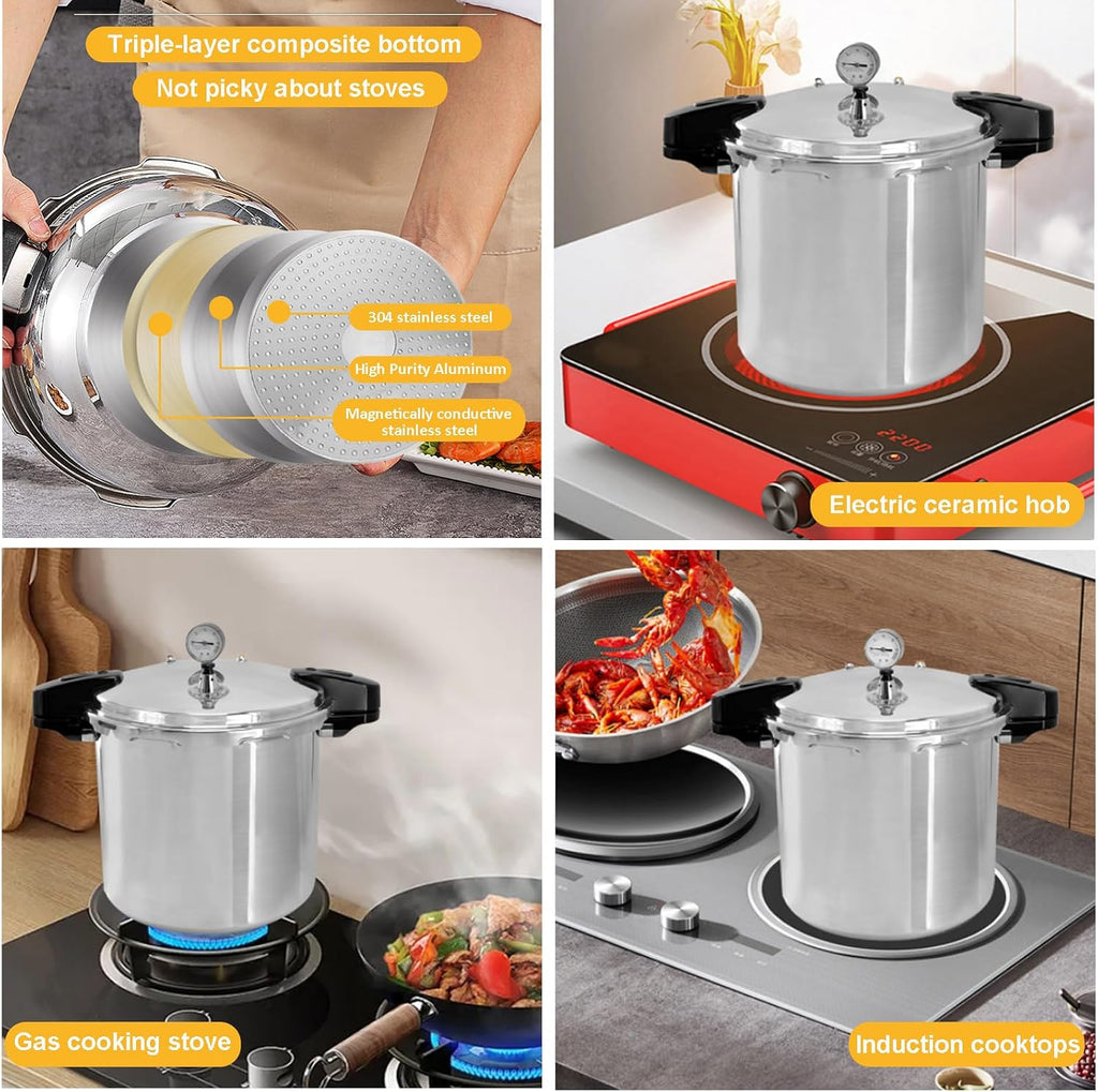 24 qt Pressure Canner with Gauge[14.5 PSI],with Canning Supplies 7 pc set,large pressure cooker for canning, its a