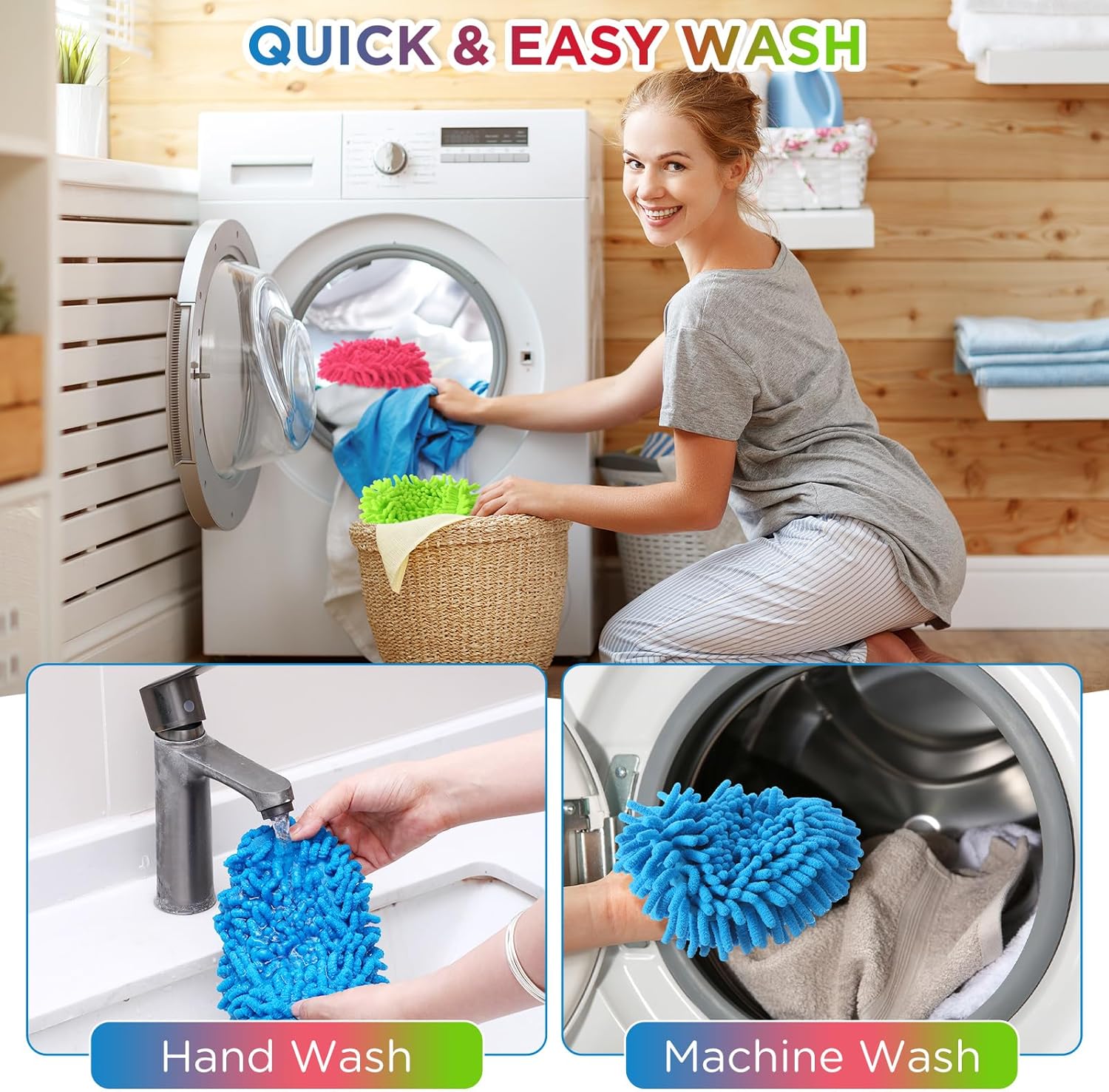 6 Pack Chenille Mop Heads Replacements Compatible with 1 Tank System Chenille Duster Replacement Heads Microfiber