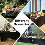 2 Pack 6FT Black Spandex Table Cloth 72 x 30 Inch