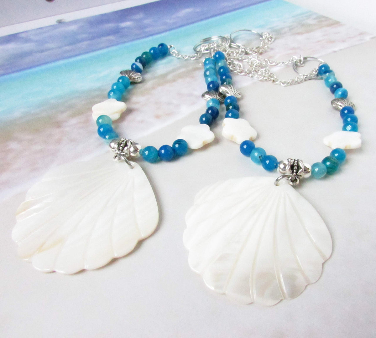 Tropical Drapery Tiebacks, Sea Shell Curtain Tie Backs, Beach Home Decor