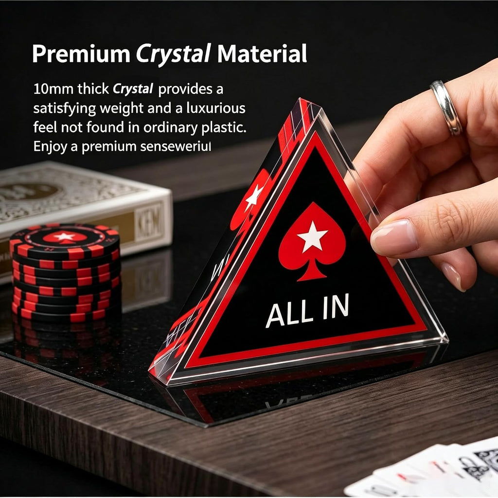 [Set of 4] Dealer Button, Ceramic Big Blind and Small Blind, Poker Crystal ALL IN Buttons (Position Markers)Poker