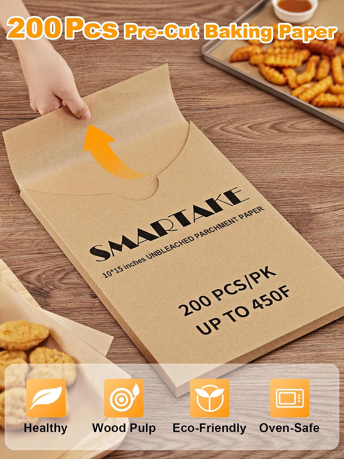 200 Pcs Parchment Paper Baking Sheets, 10x15 Inches, Non-Stick