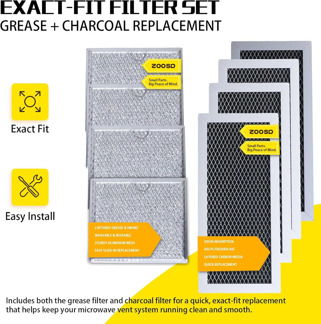 ME19R7041FS ME19R7041FSAA 8-Pack Microwave Filters: 4 Charcoal + 4 Grease