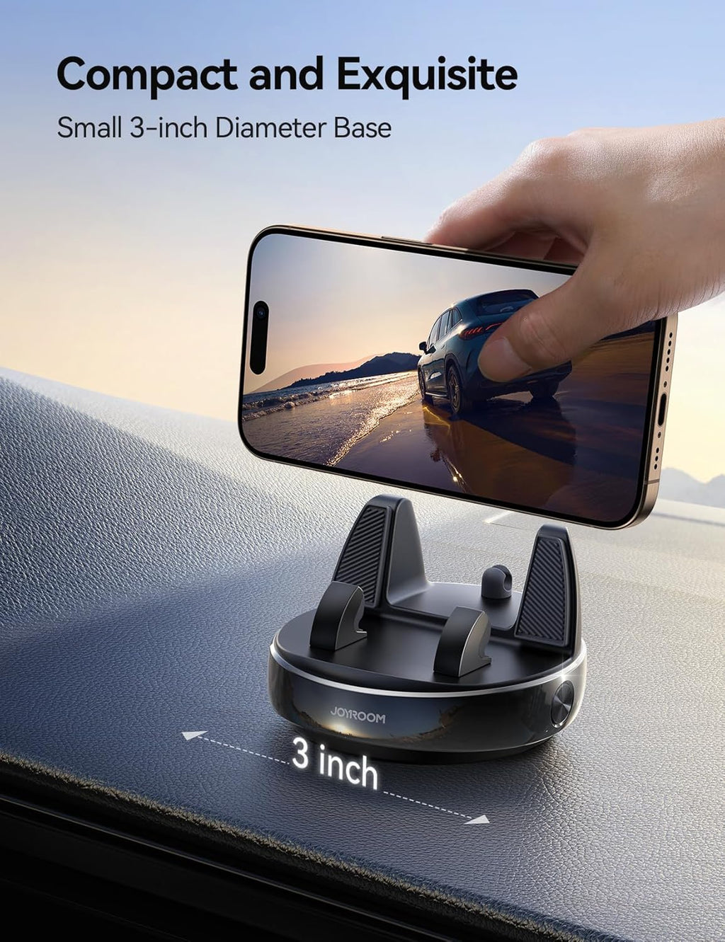Car Phone Holder Mount, 360° Adjustable & Avoid Sun Glare Phone Holder for Car, Slip Free Spring Snap Design