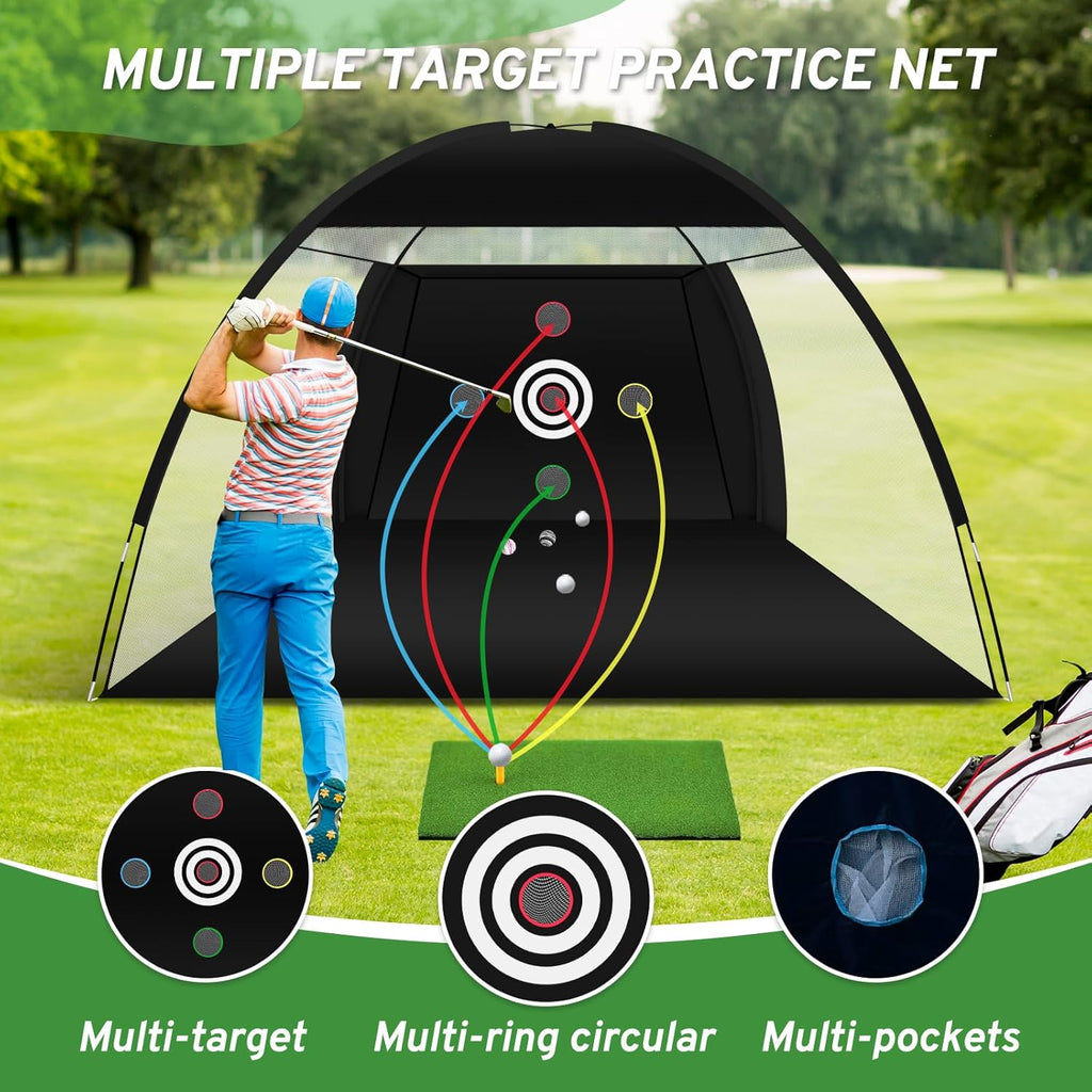 Golf Net, Golf Practice Net with Golf Hitting Mat, Home Golf Hitting Aid Nets for Backyard Driving Chipping Swing