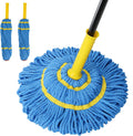 Self-Wringing Twist Mops with 1 Extra Refill, Microfiber Mops for Floor Cleaning with 57 " Long Handle, Easy Wringing
