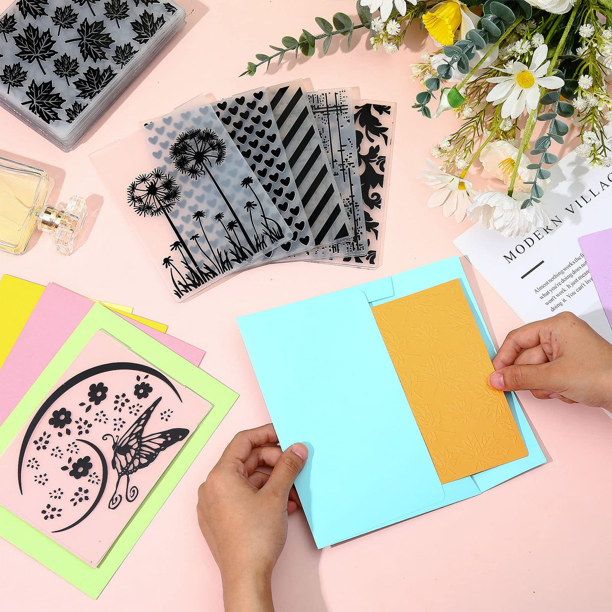 20 Pcs Embossing Folders for Card Making, Templates DIY, Vintage