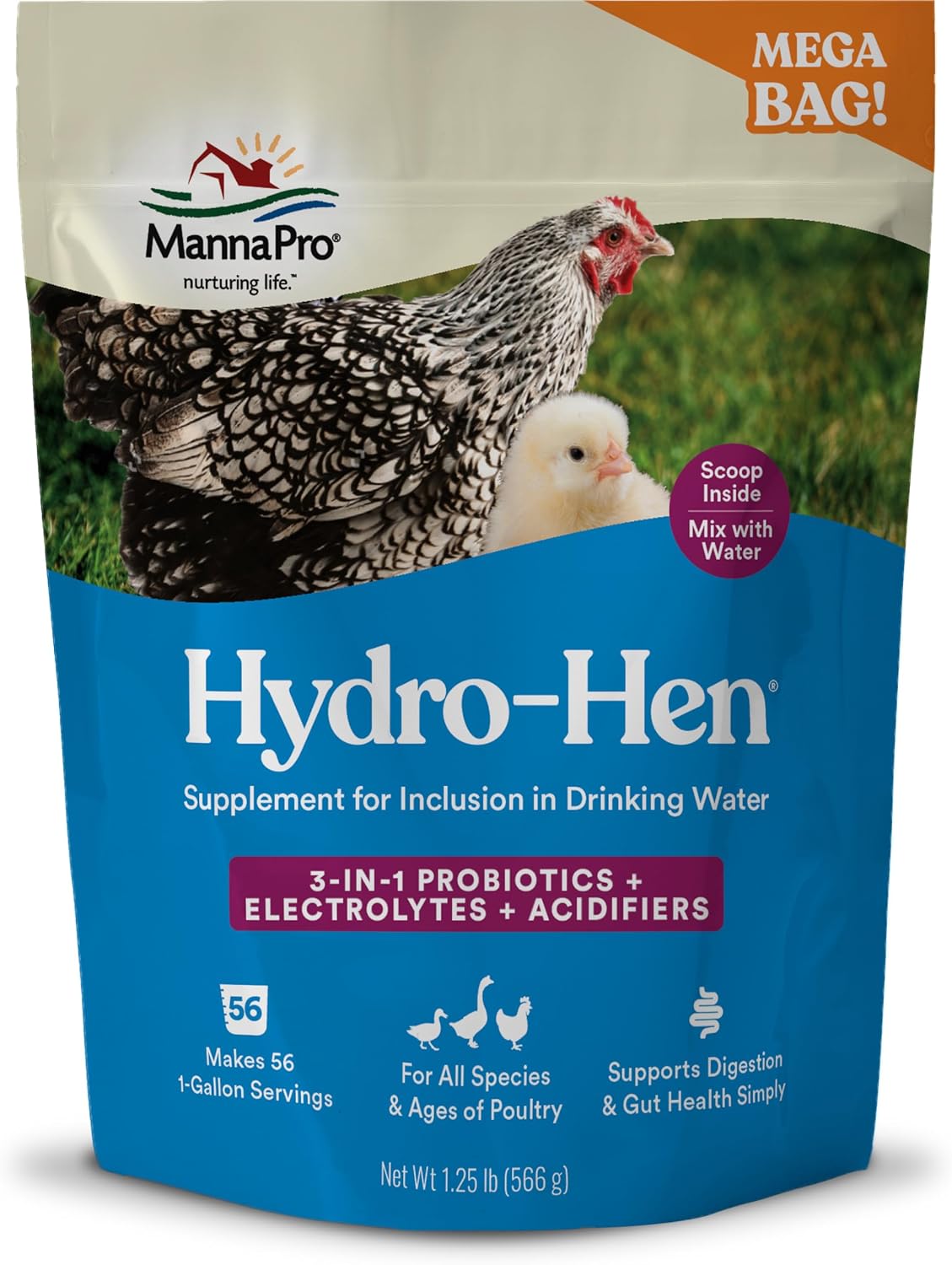 Hydro-Hen Chicken Electrolyte & Probiotic for Poultry, 20 oz
