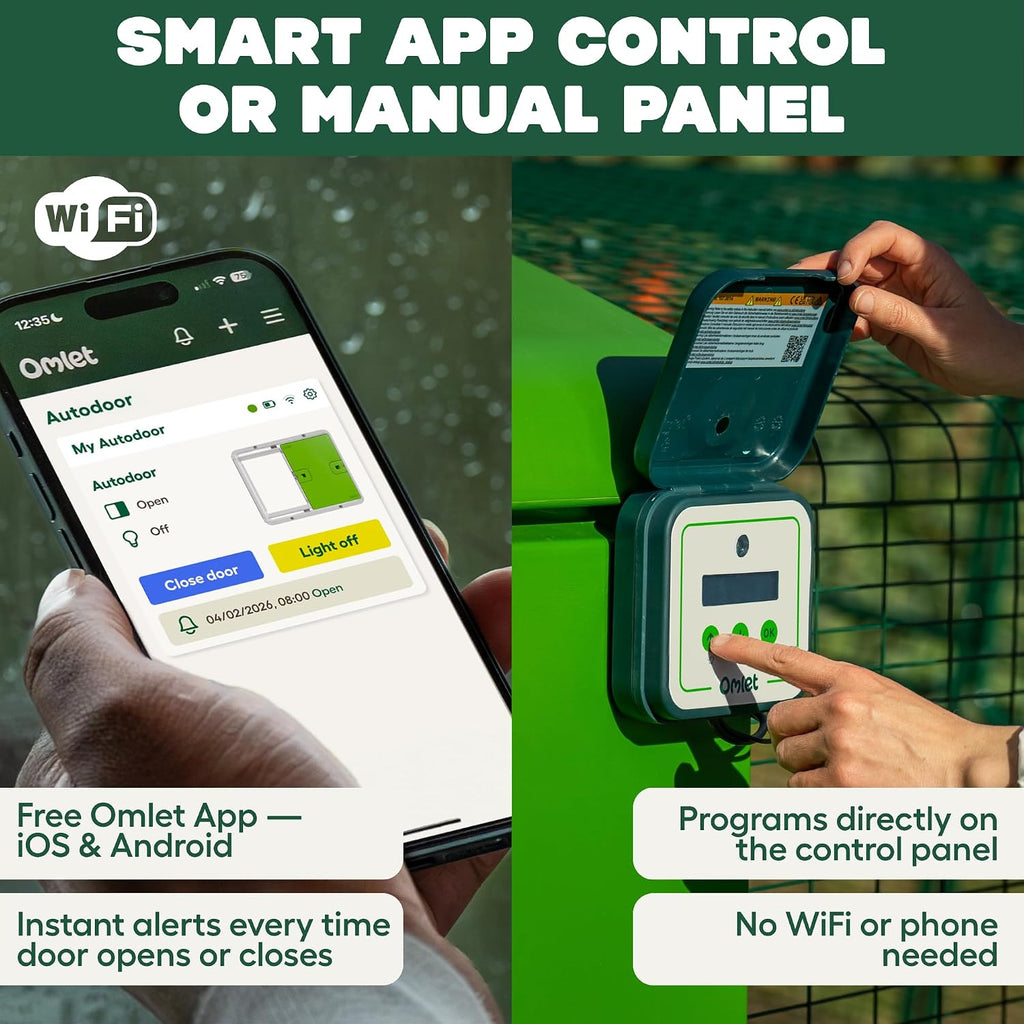 Smart Automatic Chicken Coop Door Opener | WiFi & App Control | Light Sensor or Timer | Built-in Safety Sensors |