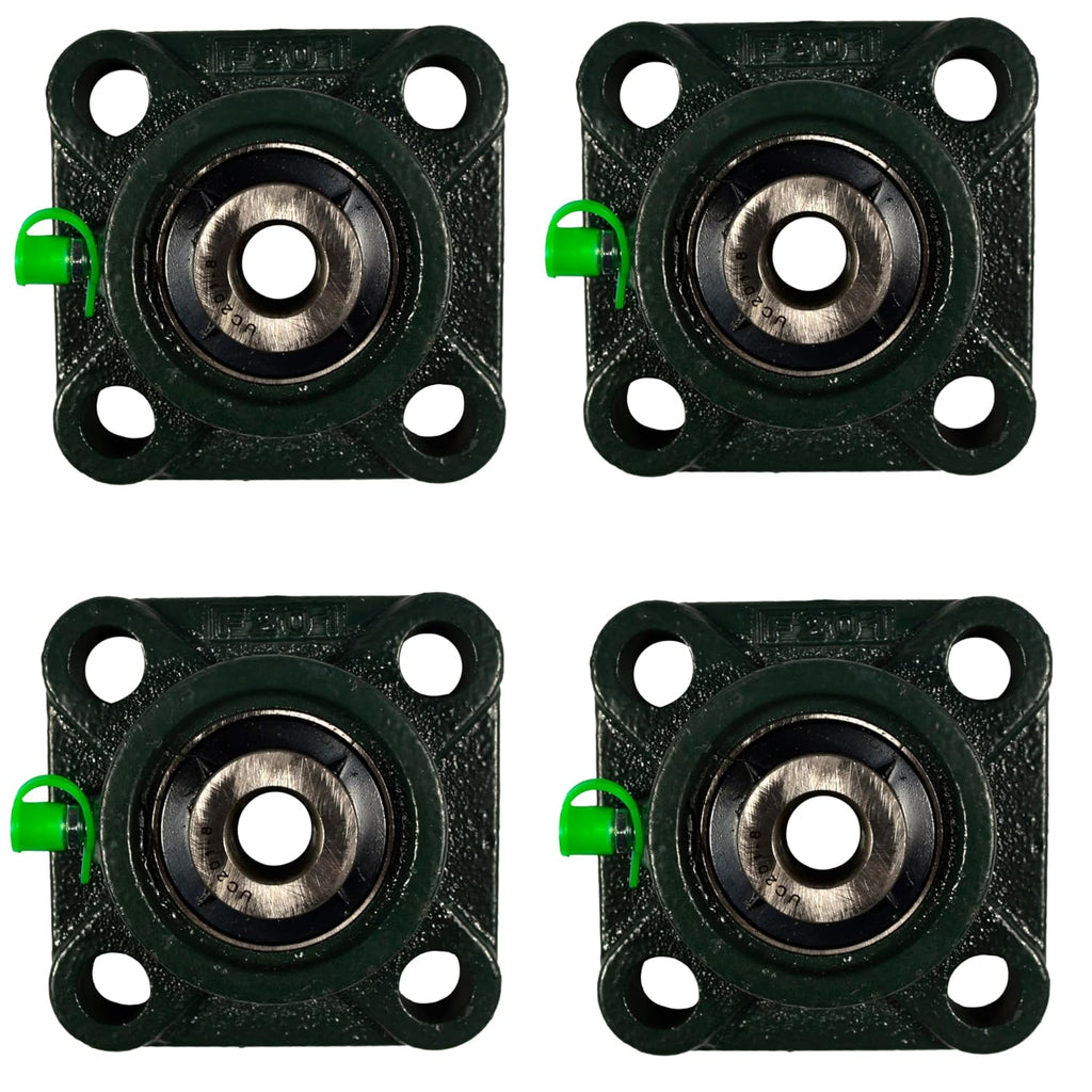 HQRP 4-Pack UCF201-8 Pillow Block Bearing 1/2 inch Bore, 4-Bolt Flange Mounted, Solid Base, Self-Alignment, Square