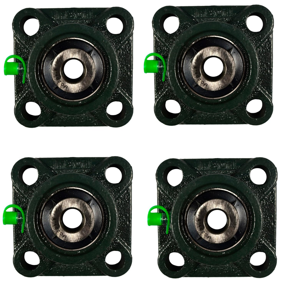 HQRP 4-Pack UCF201-8 Pillow Block Bearing 1/2 inch Bore, 4-Bolt Flange Mounted, Solid Base, Self-Alignment, Square
