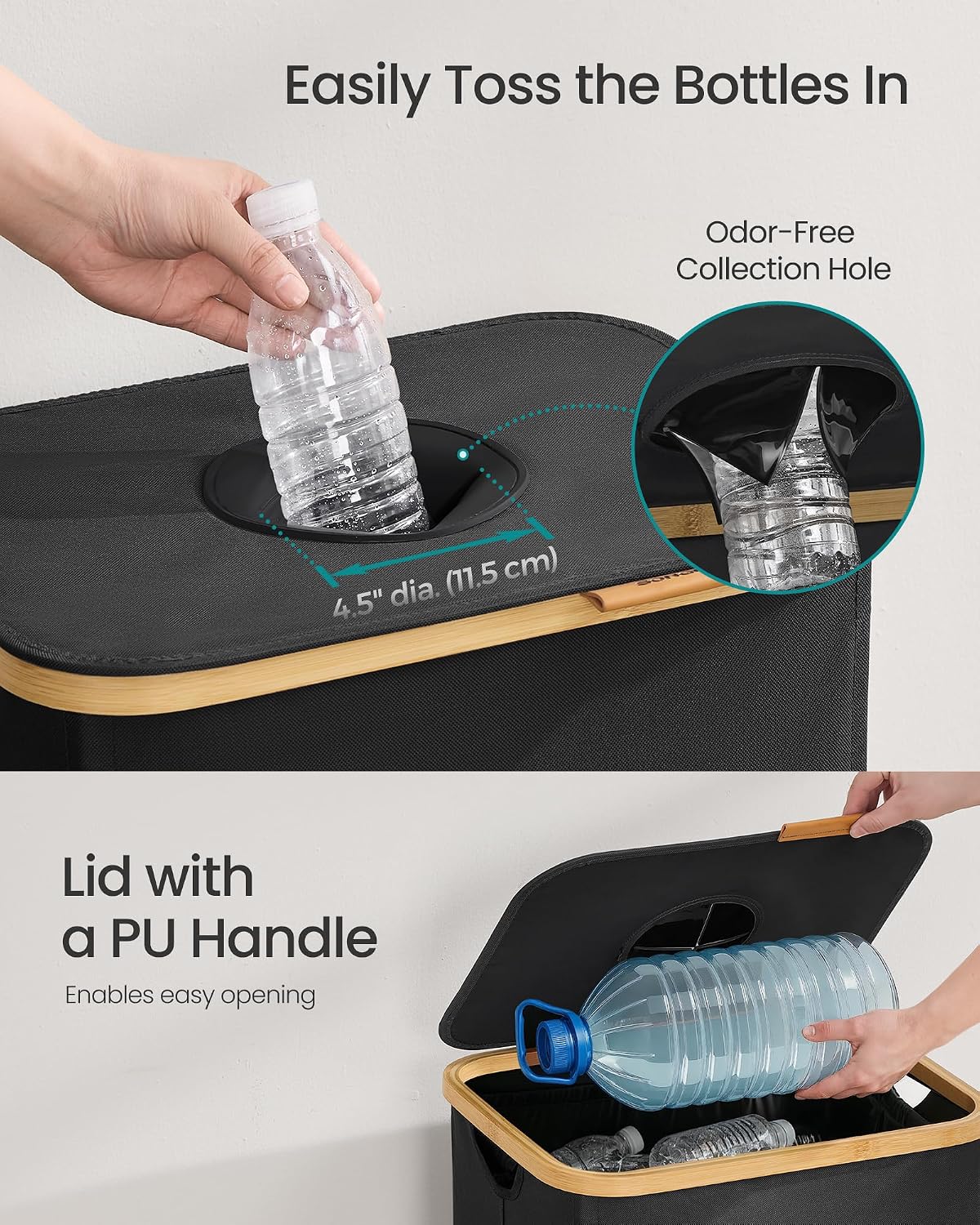 Recycling Bin for Kitchen 37 Gallon. Bottle Recycling Container, Collection Bin