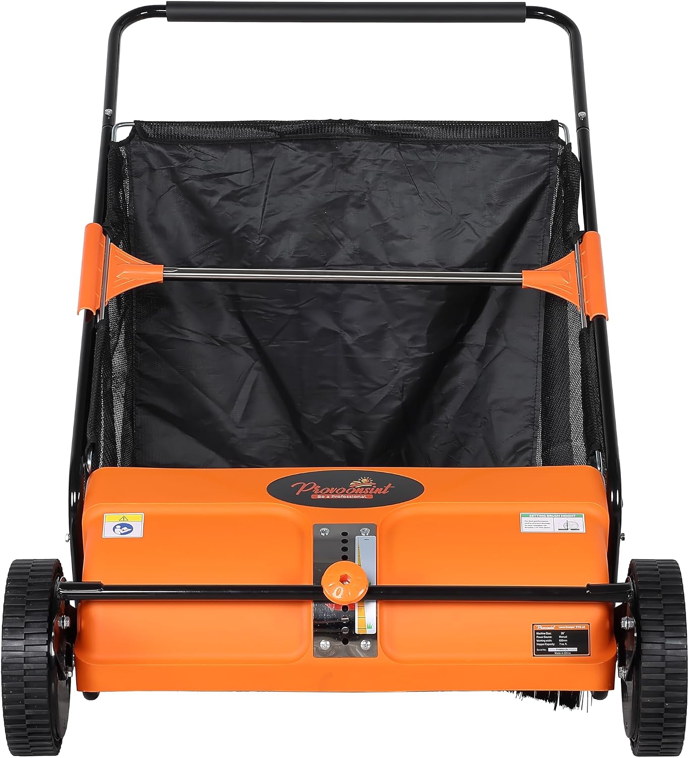26-Inch Push Lawn Sweeper, 7 Cu.Ft. Hopper Capacity, 2 Spiral Spinning Brushes, Adjustable Height, Dustproof