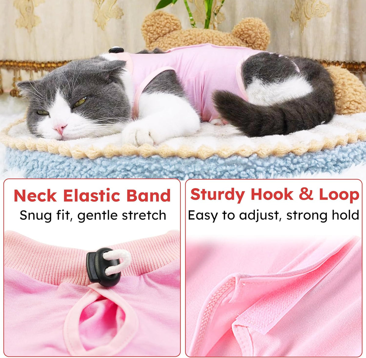 Cat Recovery Suit, Breathable Cat Surgery Recovery Suit Female, Cat Onesie for Cats After Surgery Spay Surgical
